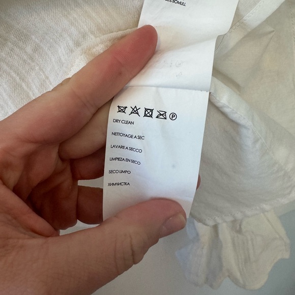 Club Monaco Linen Off The Shoulder Ruffle Bell Sleeve Crop Top in Cream 0 - Picture 13 of 13